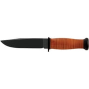 Ka-Bar 2225 Mark 1 Fixed Cro-Van Steel Blade Knife with Brown Leather Wrapped Handle