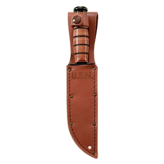 Ka-Bar 2225 Mark 1 Fixed Cro-Van Steel Blade Knife with Brown Leather Wrapped Handle