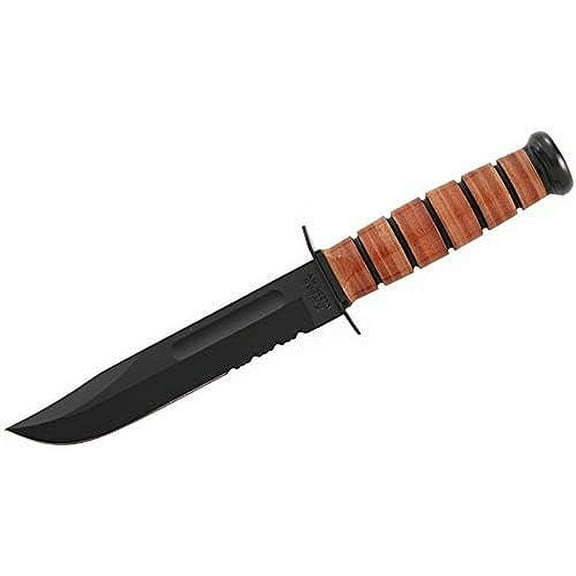 Ka-Bar Full-Size U.S.M.C. Serrated Edge Knife, Brown, Large