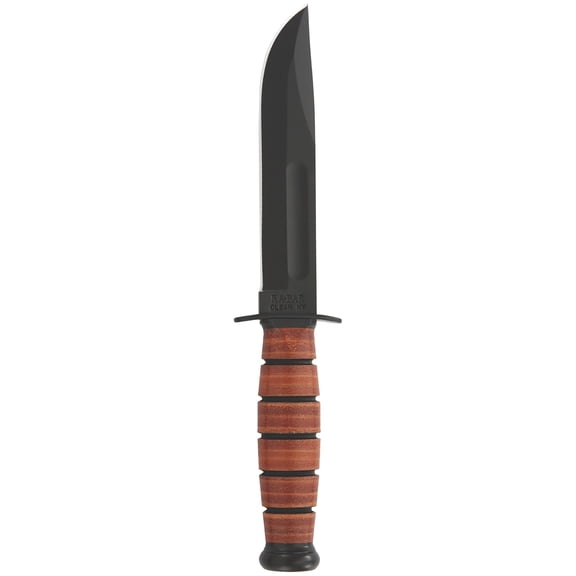 Ka-Bar Short Fixed 5.25 in Black Blade Leather Handle