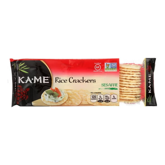 Ka'Me Rice Crackers Sesame, 3.5 oz Tray