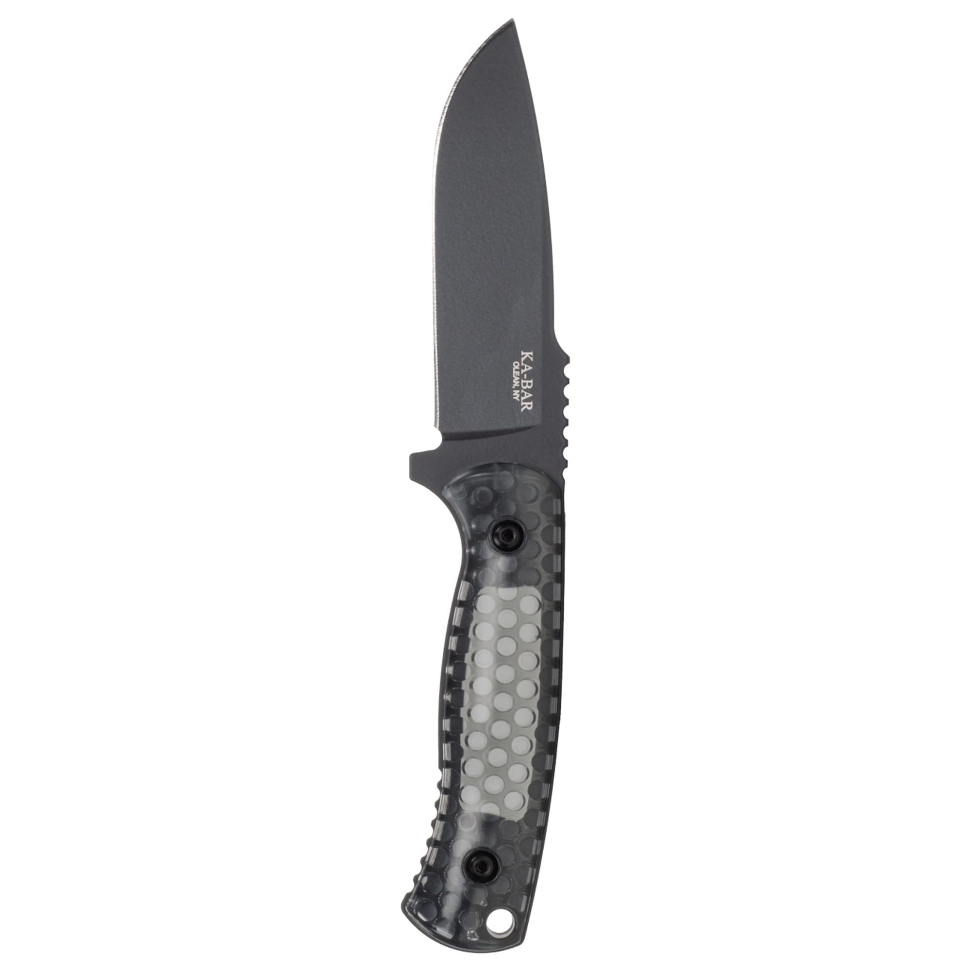 KA-BAR Cool Name Fixed Blade Knife 4.25" Drop Point 1095 Cro-Van Black Blade Polycarbonate/VersaFlex Handle Gray