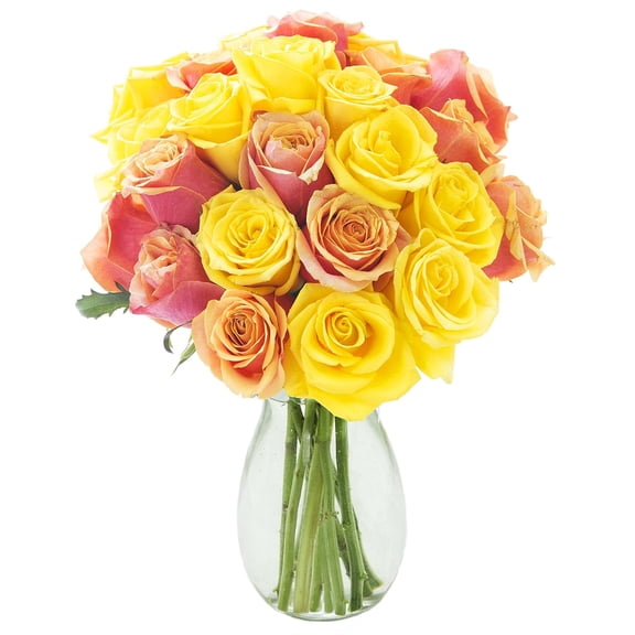 KaBloom : 12 Orange Roses, 12 Yellow Roses, Next-Day Delivery, Gift for Every Occasion.