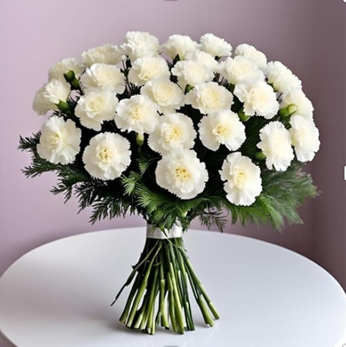 KaBloom :12 White Carnation without vase, Next-Day Delivery, Gift for Every Occasion.