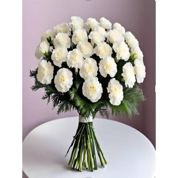 KaBloom :24 White Carnation without vase, Next-Day Delivery, Gift for Every Occasion.