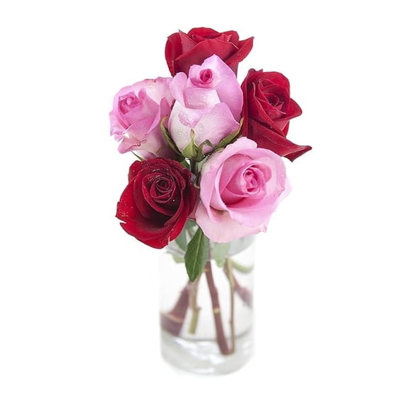 KaBloom : 3 Red Roses, 3 Pink Roses, and Vase, Next-Day Delivery, Gift for Every Occasion.