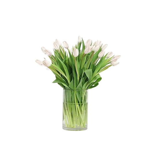KaBloom :30 White Tulips in Vase, Next-Day Delivery, Gift for Every Occasion.