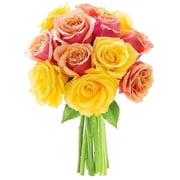 KaBloom 6 Orange Roses, 6 Yellow Roses, 3 Greens, Next-Day Delivery, Gift for Every Occasion.