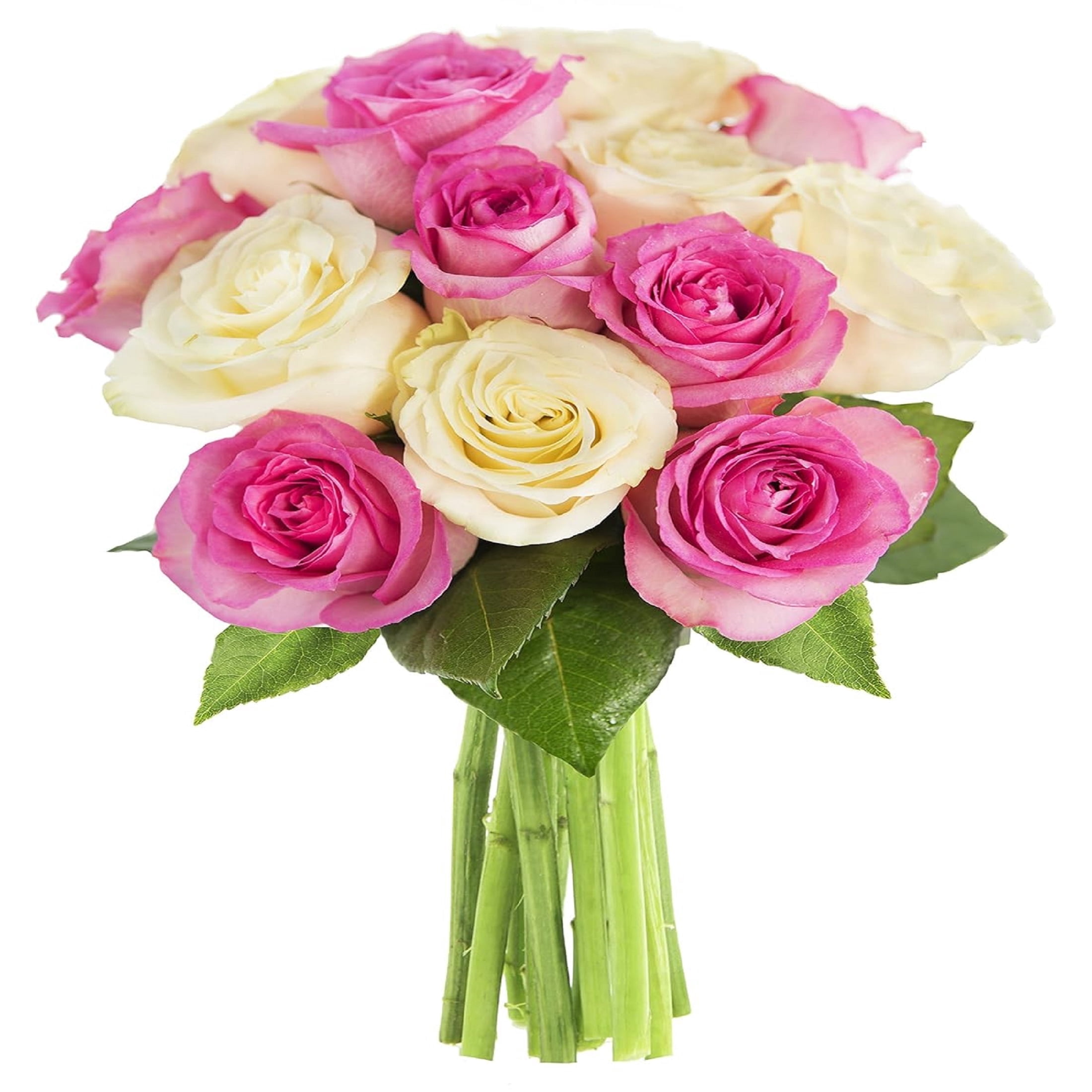 KaBloom: 9 Pink Roses, 9 White Roses With Vase, Next-Day Delivery, Gift ...