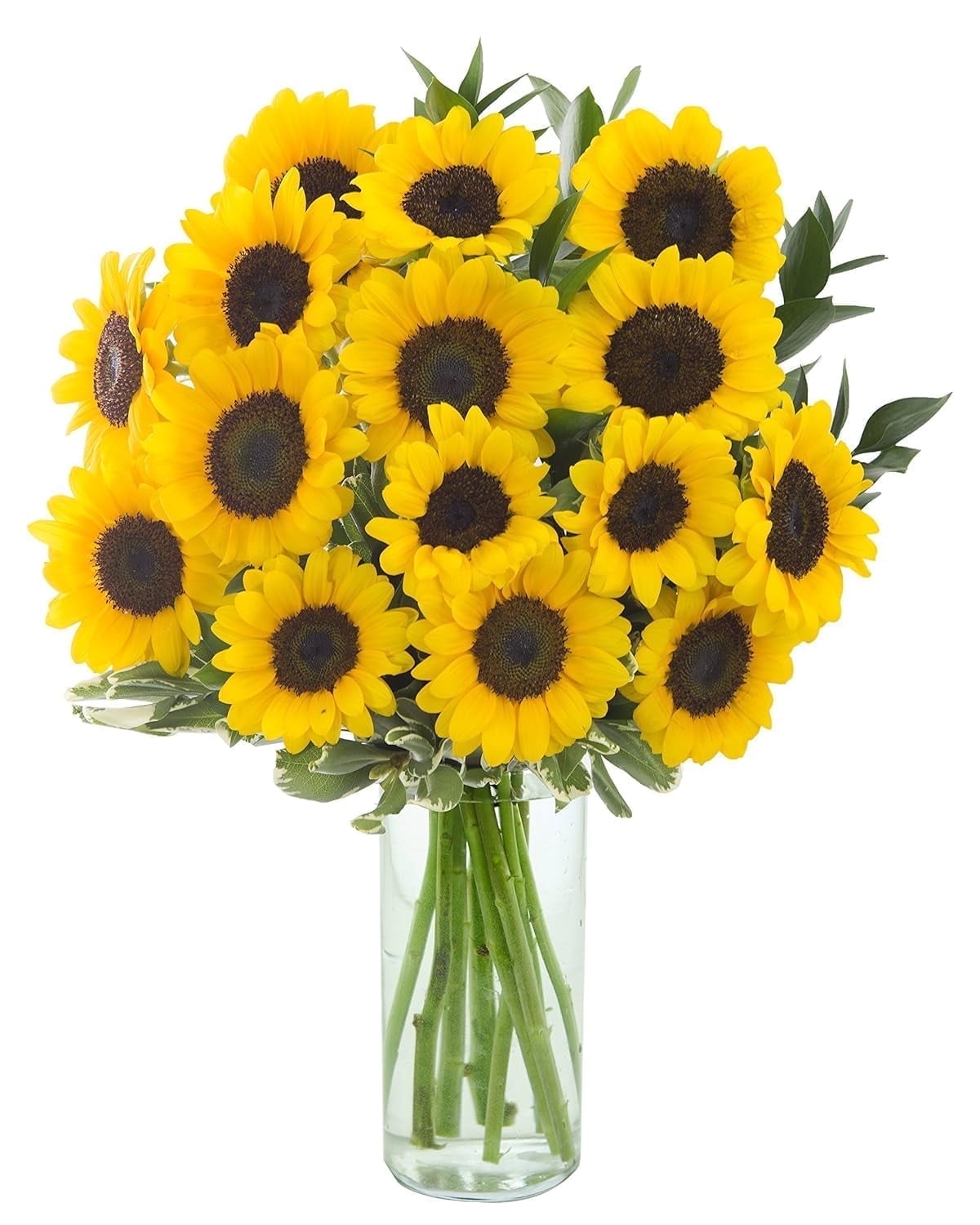 KaBloom : Bouquet of 10 Bright Sunflowers with Vase, Next-Day Delivery, Gift for Every Occasion.
