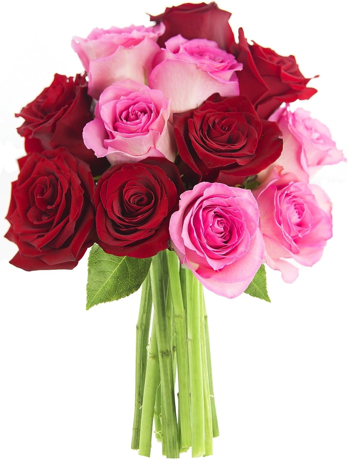 KaBloom : Bouquet of 12 Red and Pink Roses with vase Next-Day Delivery, Gift for Every Occasion.