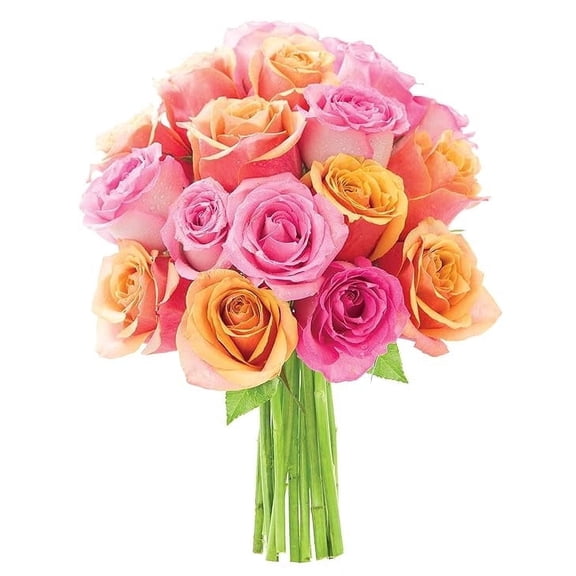KaBloom :Bouquet of 18 Pink Roses and Orange Roses Next-Day Delivery, Gift for Every Occasion.