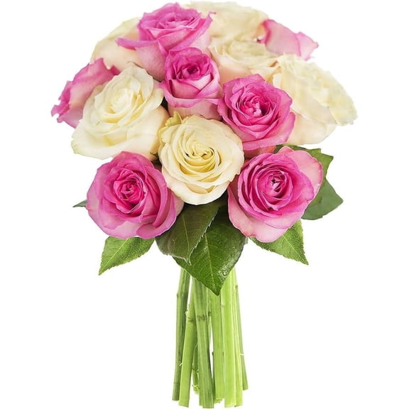 Kabloom Bouquet of 6 Pink Roses, 6 White Roses Next-Day Delivery, Gift for Every Occasion