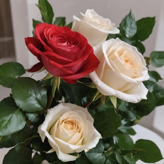 Kabloom Fresh Flower Bouquet, 3 Red and 3White Roses, Next-Day Delivery