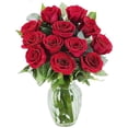 thumbnail image 1 of KaBloom : Bouquet of Fresh 18 Red Roses with Vase, Next-Day Delivery, Gift for all occasions, 1 of 6