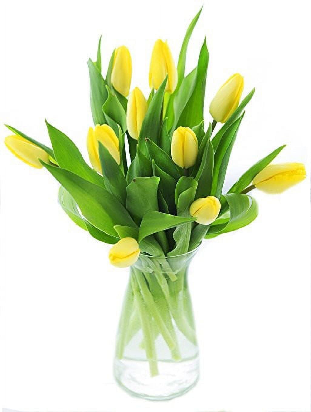 KaBloom : Bouquet of Fresh Yellow Tulips with Vase, Next-Day Delivery, Gift for Every Occasion