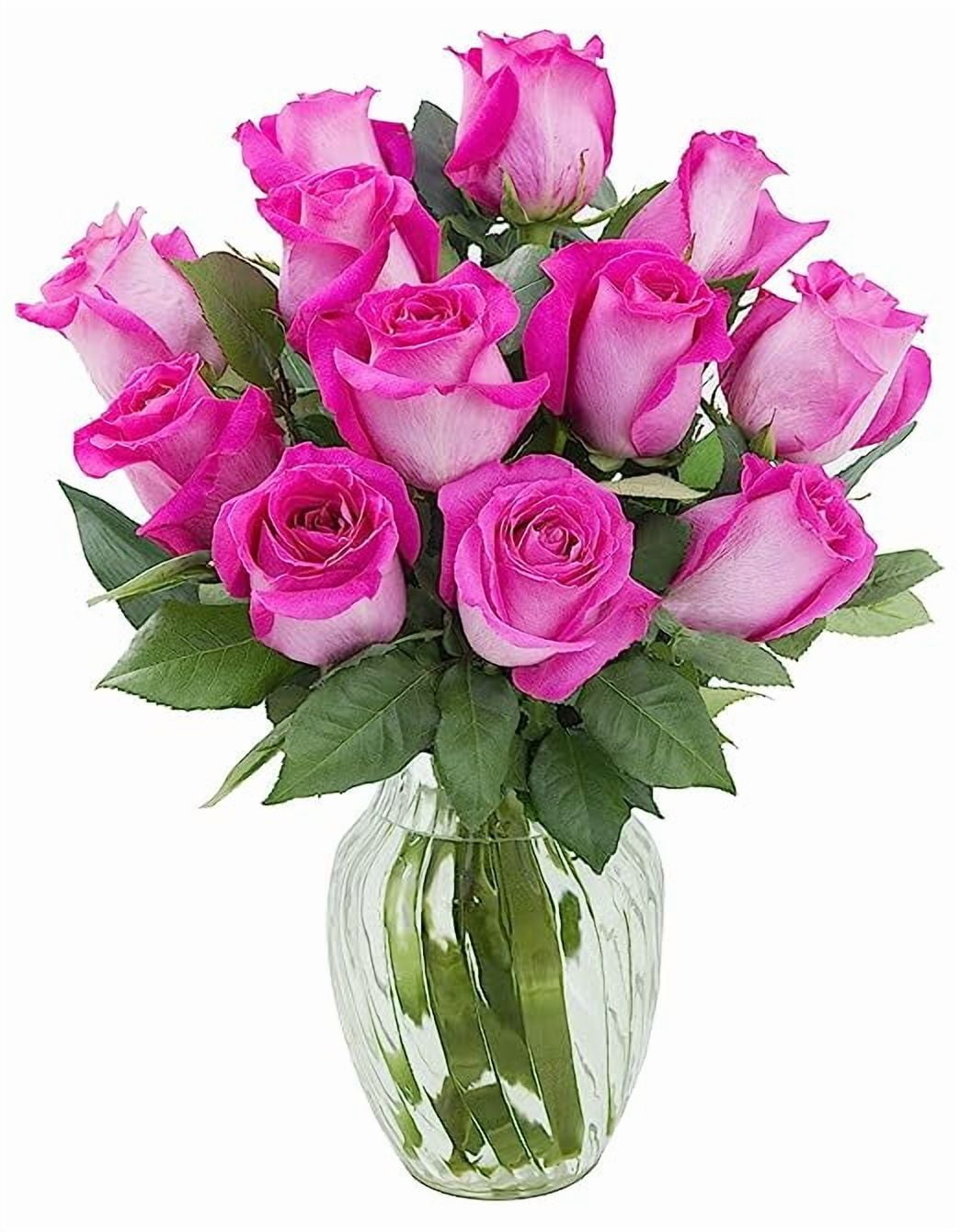 KaBloom: Fall Collection- Bouquet of 12 Pink Roses with Vase,Next-Day Delivery, Gift of Fresh Flowers for Every Occasion.