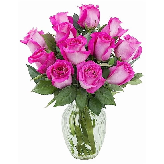 KaBloom: Fall Collection- Bouquet of 12 Pink Roses with Vase,Next-Day Delivery, Gift of Fresh Flowers for Every Occasion.