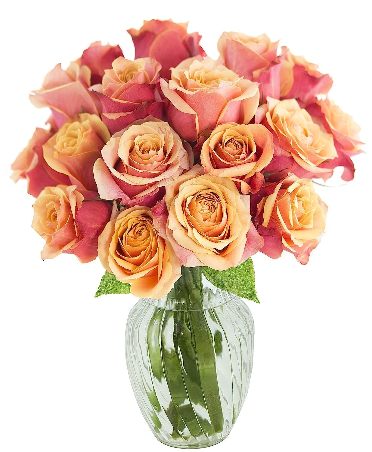 KaBloom: Fall Collection- Bouquet of 18 Orange Roses with Vase,Next-Day Delivery, Gift of Fresh Flowers for Every Occasion.