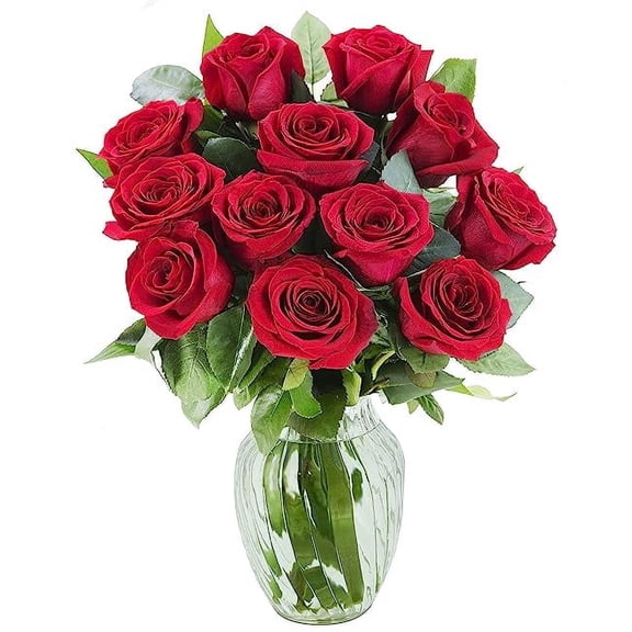 KaBloom: Fall Collection-Bouquet of 24 Red Roses in vase,Next-Day Delivery, Gift of Fresh Flowers for Every Occasion.