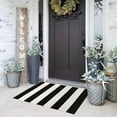 thumbnail image 1 of KaHouen Black and White Striped Rug (23.6 x 35.4 Inches ), Indoor Outdoor Striped Doormats, Handmade Woven Farmhouse Layered Door Mats Striped Mat for Front Door/Kitchen/Laundry/Bathroom/Living Room, 1 of 7