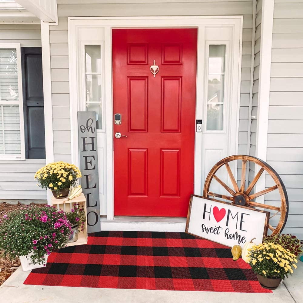 Check Rug Big KaHouen Buffalo Check Rug, 23.6x51.2 inches, Front Door Indoor Outdoor ...