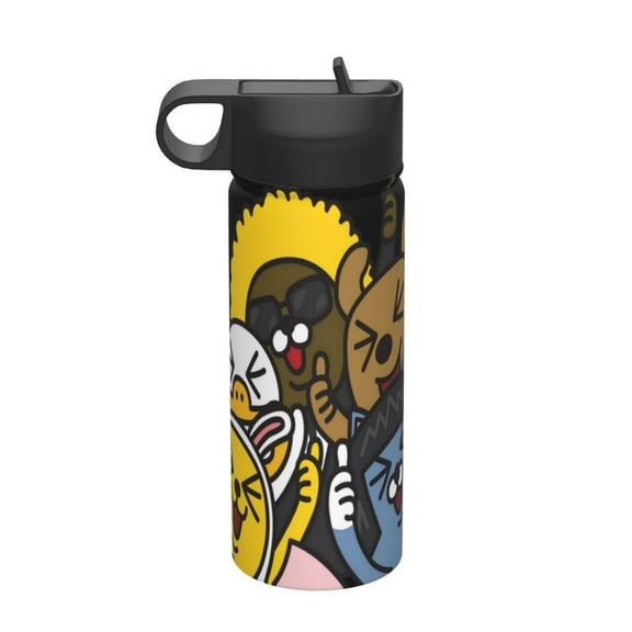 KaKao And Friends Kids Insulated Water Bottle With Straw - 18 Oz Stainless Steel Double Wall Vacuum Cup, Leakproof, Bpa Free, Suitable For Boys And Girls