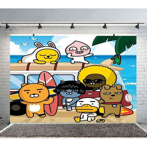 KaKao and Friends Backdrop Banner Party Supplies Poster Movie Theme Background for Photography Kids Birthday Decorations