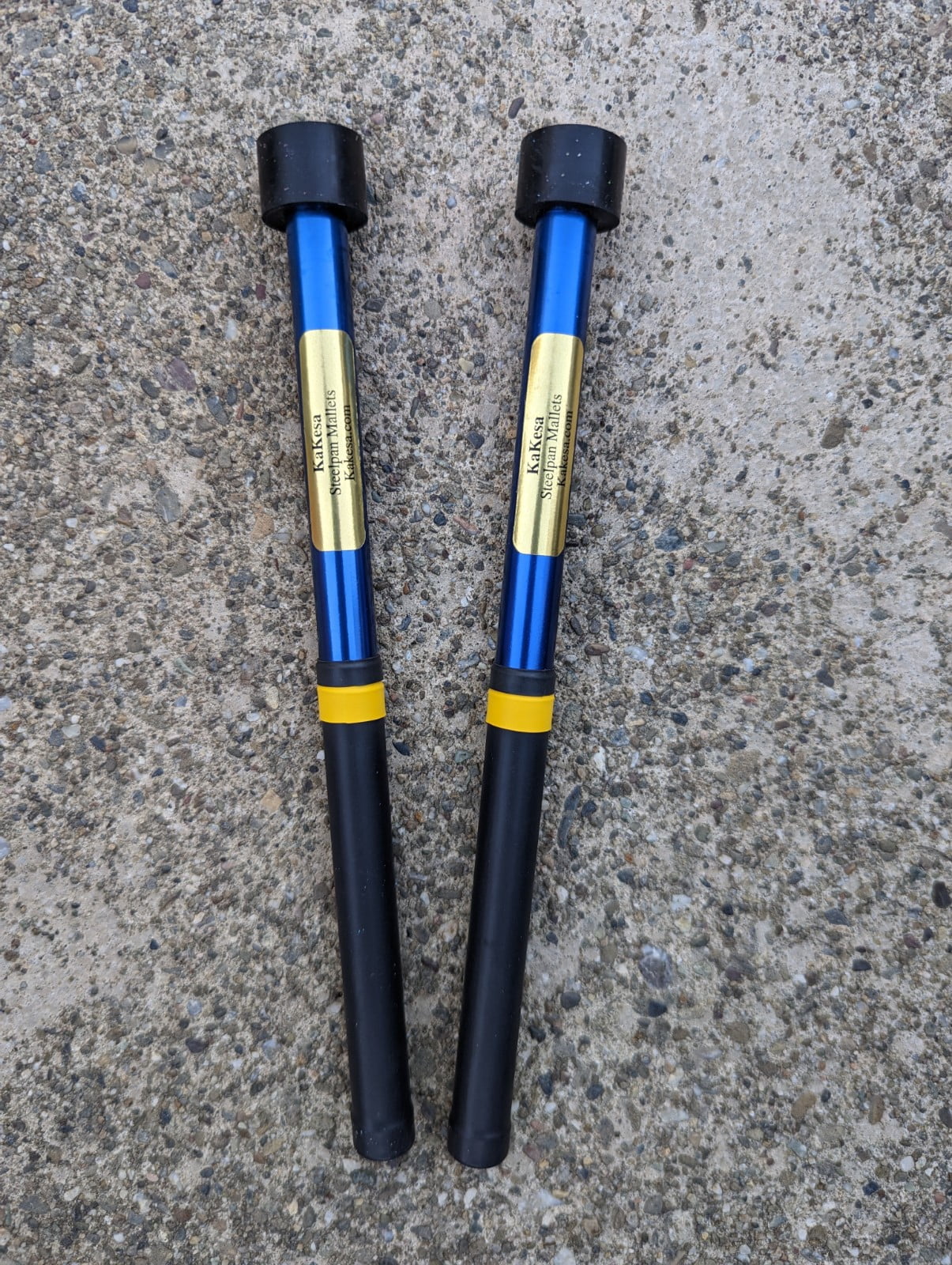 KaKesa Steelpan Mallets, Double Second Steel Drum Sticks, Anodized Aluminum Blue
