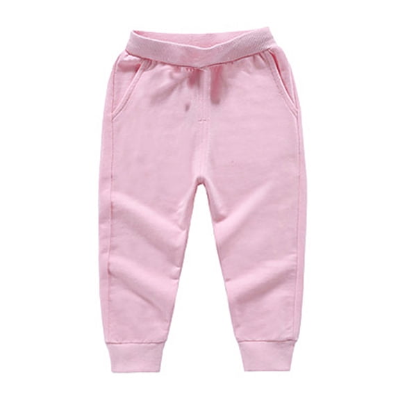 KaLI_Store Baby Clothes Toddler Kids Sweatpants Elastic High Waisted Joggers Pants Unisex Girls Boy's Pants Z1-Pink,4-5 t