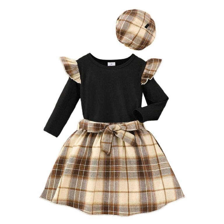 KaLI_Store Girls Christmas Dress Toddler Baby Girl Fall Winter Long Sleeve  Princess Dress Party With Hat Outfits Clothes Black,2-3 t - Walmart.com