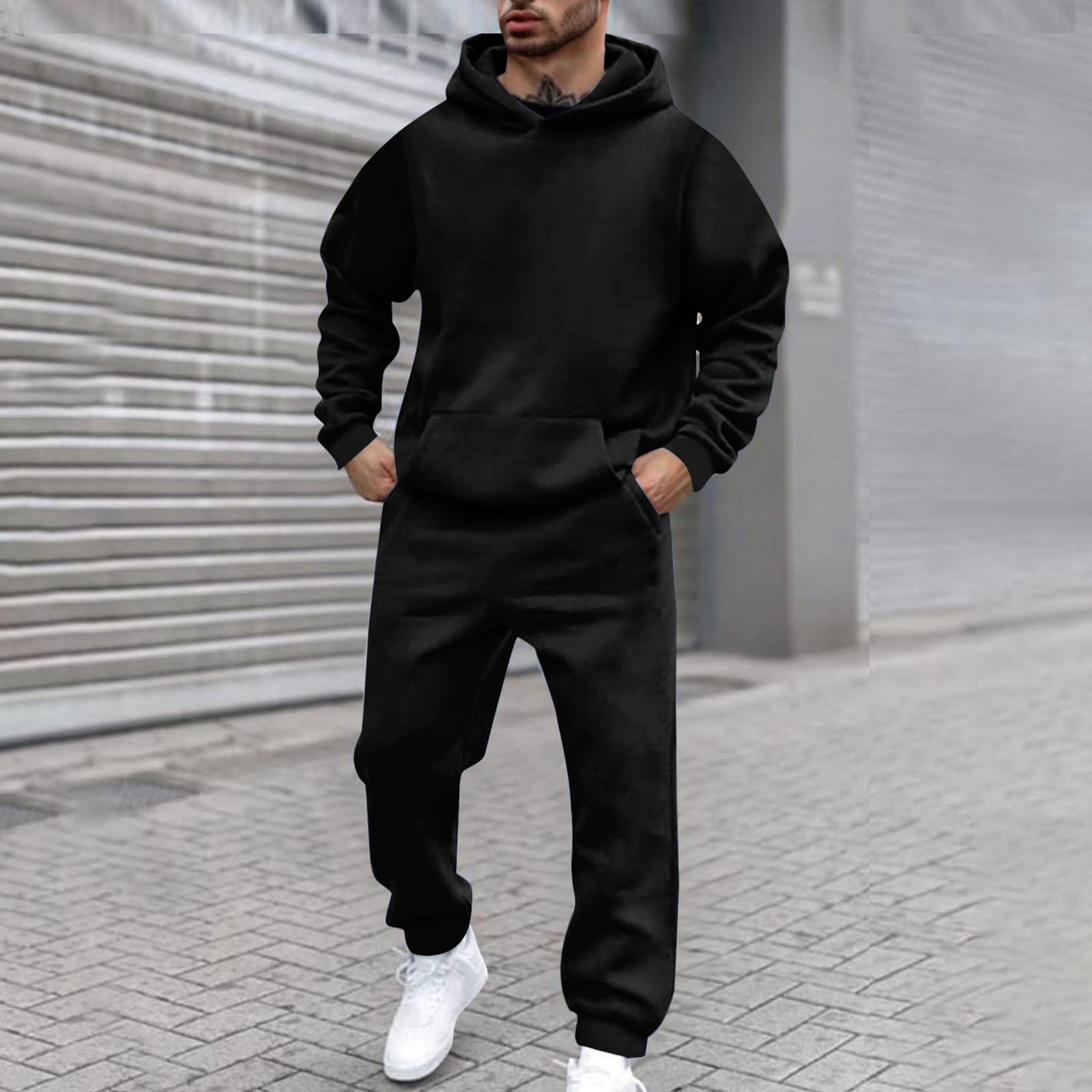 Sweatpants Sweatsuit Set Men Men's 2-Piece Jogging Suit Full Zip