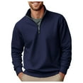 thumbnail image 1 of KaLI_Store Men's Quarter Zip Fleece Pullover Long Sleeve Casual Sweatshirts Tops with Pocket Dark Blue,4XL, 1 of 5