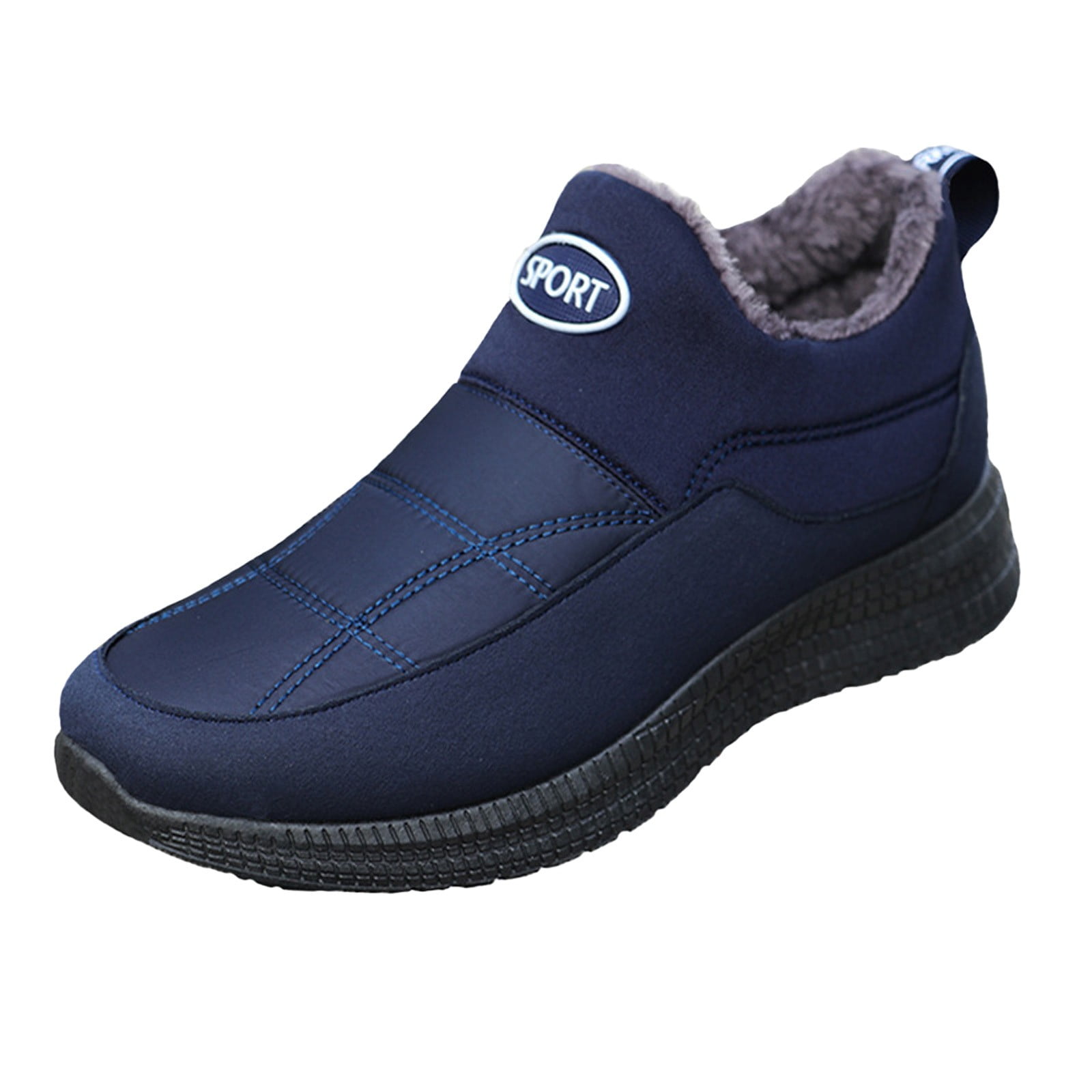 KaLI_Store Mens Snow Boots Warm Slip On Outdoor Ankle Winter Boots Blue,9.5