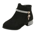 thumbnail image 1 of KaLI_Store Toddler Girls Zip Up Ankle Boots Low Heel Slip On Boots Winter Shoes Cow Girl Boots Y1-Black,12, 1 of 6