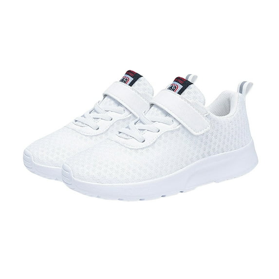 KaLI_Store Toddler Sneakers Kids Boys Tennis Shoes for Running Athletic Walking Gym Sports Lightweight Breathable White(Size,2.5 Big Kids)