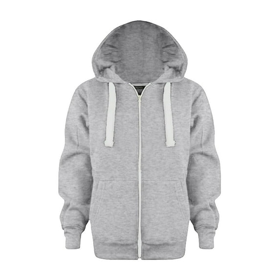 KaLI_Store Zip Up Hoodie Long Sleeve Girls Color Top Kids Boys Jackets Solid Sweatshirt Boys Jacket(Z4-Light Gray,6-7 Years)
