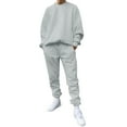 thumbnail image 1 of KaLI_store 2 Piece Set for Men Men's 2 Piece Sweatsuits Letter Graphic Long Sleeve Sweatshirt and Sweatpants Tracksuit Grey,M, 1 of 5