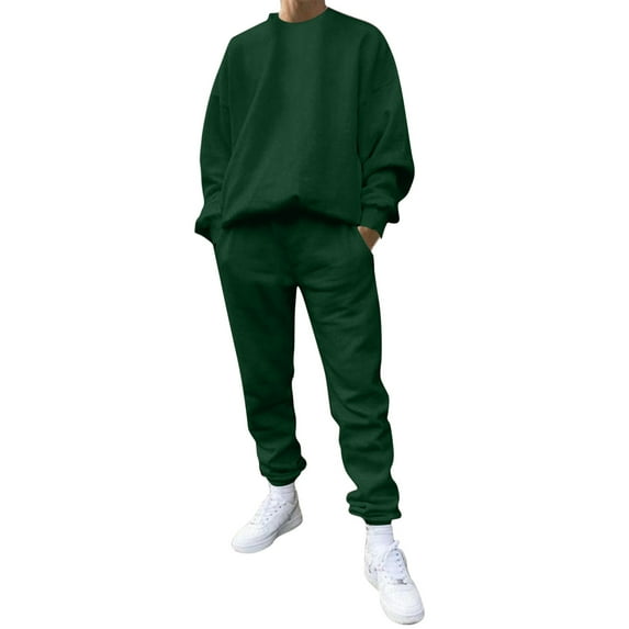 KaLI_store 2 Piece Set for Men Men's Tracksuit 2 Piece Hoodie Sweatsuit Sets Casual Jogging Suits Army Green,3XL