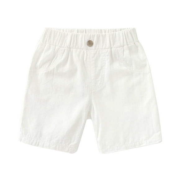 KaLI_store Baby Boy Pants Toddler Kids Summer Cotton Comfort Soft Baby Sport Jogger Shorts Boys Casual Uniform Pants with Pockets,White