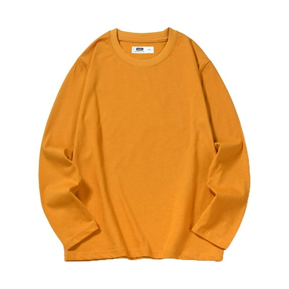 KaLI_store Baby Boy's Clothing Boys Long Sleeve Shirts Kids Cotton Top Crewneck Clothes Yellow,4-5 Years