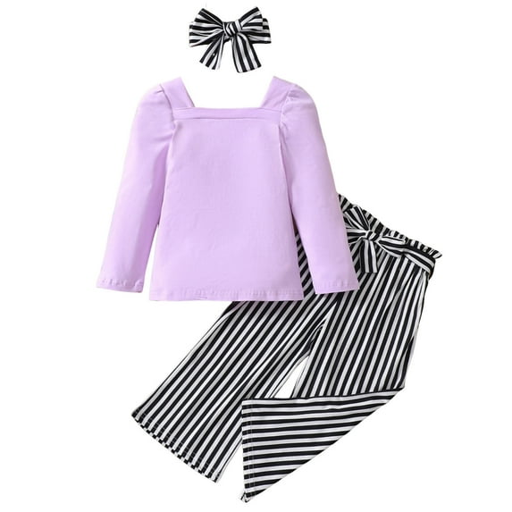 KaLI_store Baby Girl Outfits Toddler Kids Baby Girl Winter Outfit Clothes Ruffle T-shirt Top+Pants Leggings Purple,6-7 Years