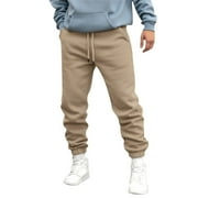 KaLI_store Baseball Pants Mens Casual Joggers Pants - Cotton Drawstring Chino Cargo Pants Hiking Outdoor Twill Track Jogging Sweatpants Pants Khaki,L