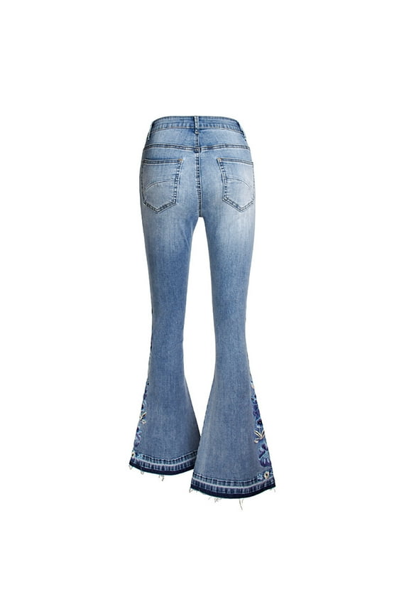 Bell Bottom Jeans for Women High Waist Washed Flare Jeans Boyfriend Bootcut Denim Pants with Pockets Trendy Light Blue,XL