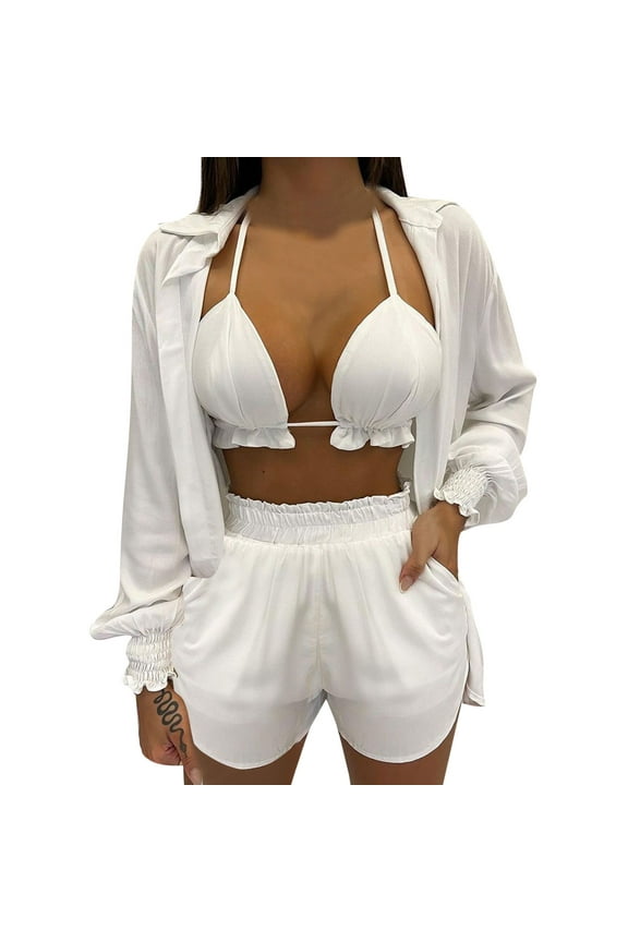 Biker Short Sets Women 2 Piece Outfits Women Two Piece Outfits Workout Tracksuit Jogger Sweatpant Sets White,L