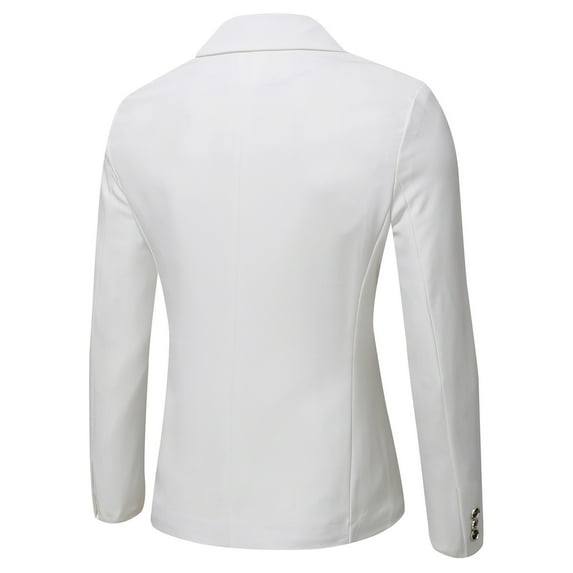 KaLI_store Blazer Jacket Men Men's Casual Blazer Suit Jackets Lightweight Sports Coats One Button Busniess Jacket White,L