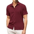 thumbnail image 1 of KaLI_store Blouses & Button-Down Shirts Men's Big and Tall Free Short Sleeve Button Down Check Shirt ,3XL, 1 of 5