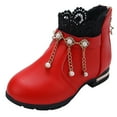 thumbnail image 1 of KaLI_store Boot for Girls Toddler Toddler Girls Combat Boots Ankle Booties Comfortable Fashion Booties Red,3, 1 of 5