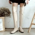 thumbnail image 1 of KaLI_store Boots Women Women's Thigh High Block Heels Over Knee High Boots White,9, 1 of 4