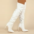 thumbnail image 1 of KaLI_store Boots for Women Boots For Women Platform Over The Knee High Boots Comfortable Stretch Boots White,7, 1 of 4